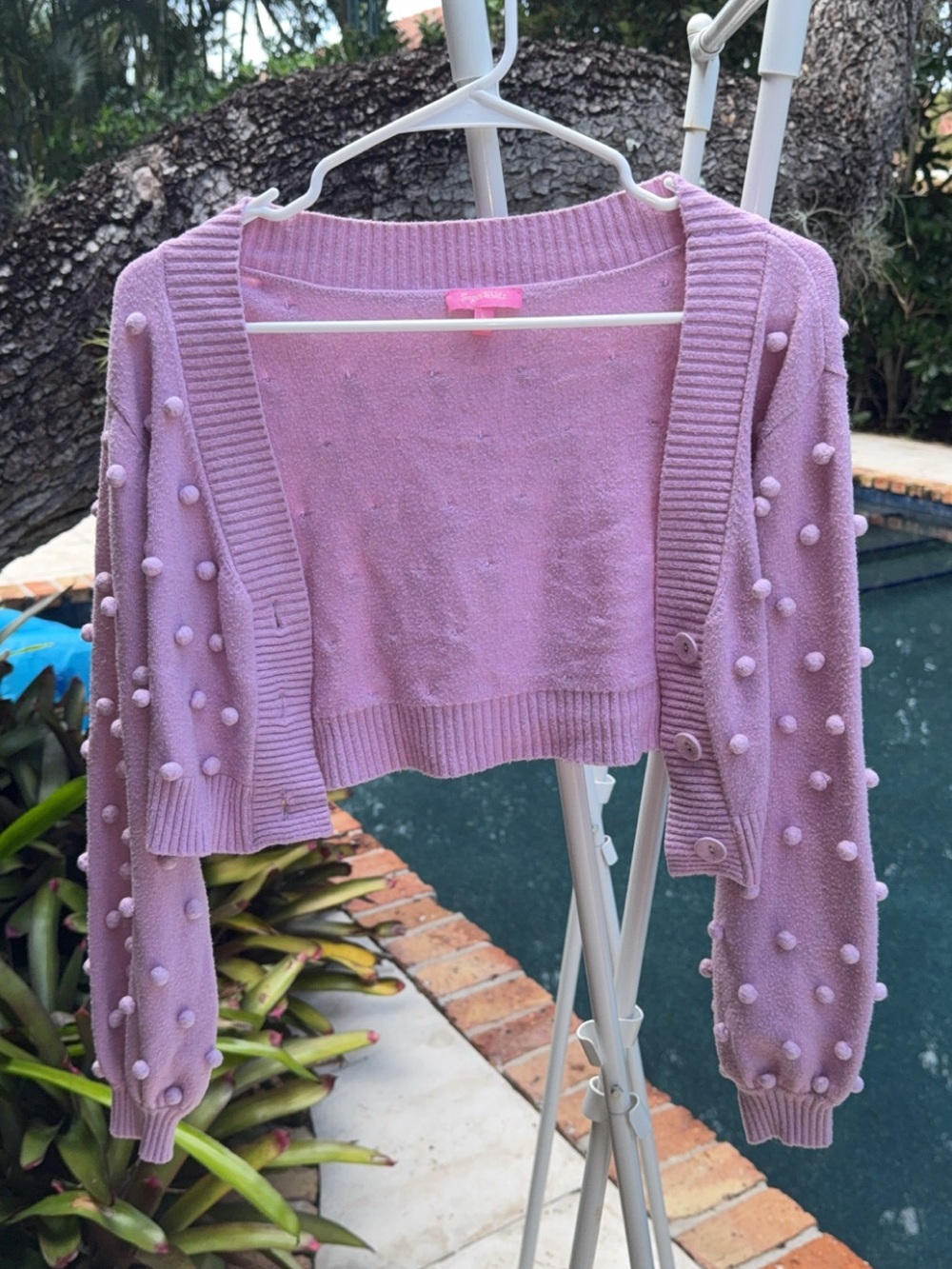 Sugar Thrillz Lilac Bobble Cropped Cardigan - Light Purple